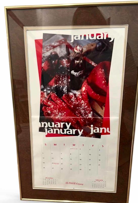 View 4 of 3 - FRAMED VINTAGE STYLE COCA-COLA ADVERTISING PRINTCALENDARS LARGEST 15" X 27"
