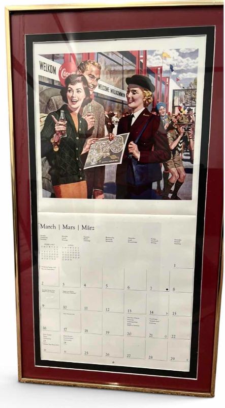 View 5 of 3 - FRAMED VINTAGE STYLE COCA-COLA ADVERTISING PRINTCALENDARS LARGEST 15" X 27"
