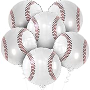 Photo 1 of KatchOn, Baseball Balloons for Vintage Baseball Party Decorations - 18 Inch, Pack of 6 | Baseball Mylar Balloon, Baseball Decorations for Birthday Party Decorations