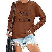 Photo 1 of Size M--FASHGL Halloween Salem Apothecary Sweatshirt Women Salem Witches 1692 Shirt Fall Oversized Crewneck Pullover Tops Orange