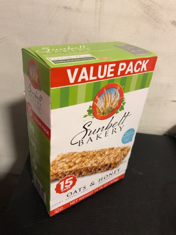 Photo 2 of exp date 12/2024--Sunbelt Bakery Oats & Honey Chewy Granola Bars, 14.26 Oz. 15 Count (Box of 1) Oats & Honey 15 Count (Pack of 1)