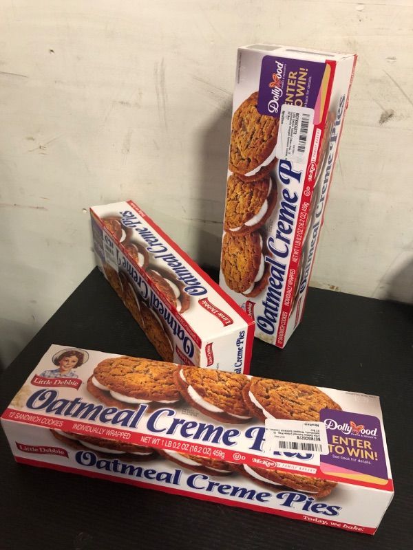 Photo 2 of exp date 11/2024--3pack Little Debbie Oatmeal Crème Pies, 12 Individually Wrapped Sandwich Cookies, 16.2 OZ Box