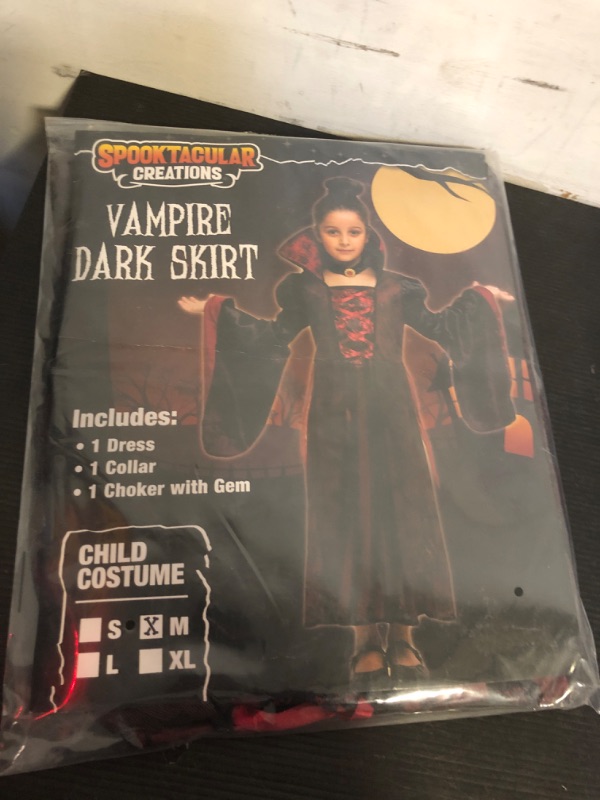 Photo 2 of Girl Size M--Spooktacular Creations Girl Vampire Costume, Halloween Kids Scary Vampire Queen Costume for Halloween Dress Up-M(8-10yr)