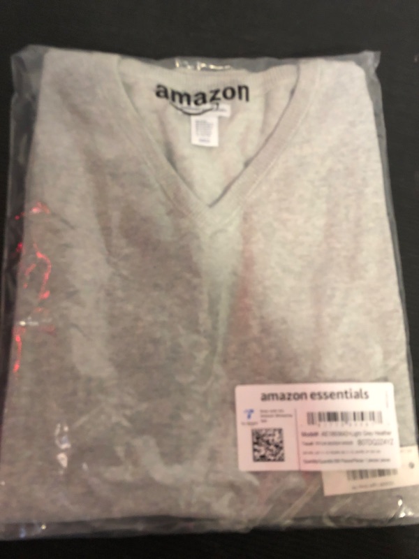 Photo 2 of Boy's Size XXL--Amazon Essentials Boys' Uniform Cotton V-Neck Sweater Vest, Light Grey Heather, XX-Large