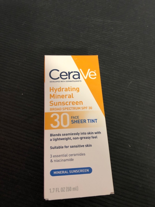 Photo 2 of exp date 02/2025--CeraVe Hydrating Mineral Sunscreen SPF 30 with Sheer Tint | Tinted Mineral Sunscreen with Zinc Oxide & Titanium Dioxide | Blends Seamlessly For Healthy Glow | Medium, 1.7 Fluid Ounce