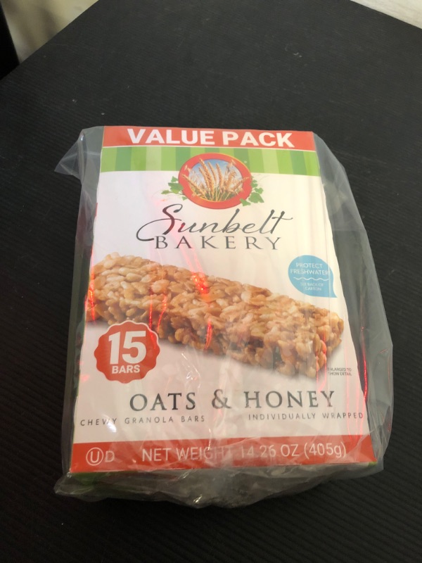 Photo 2 of exp date 12/22/2024--Sunbelt Bakery Oats & Honey Chewy Granola Bars, 14.26 Oz. 15 Count (Box of 1) Oats & Honey 15 Count (Pack of 1)