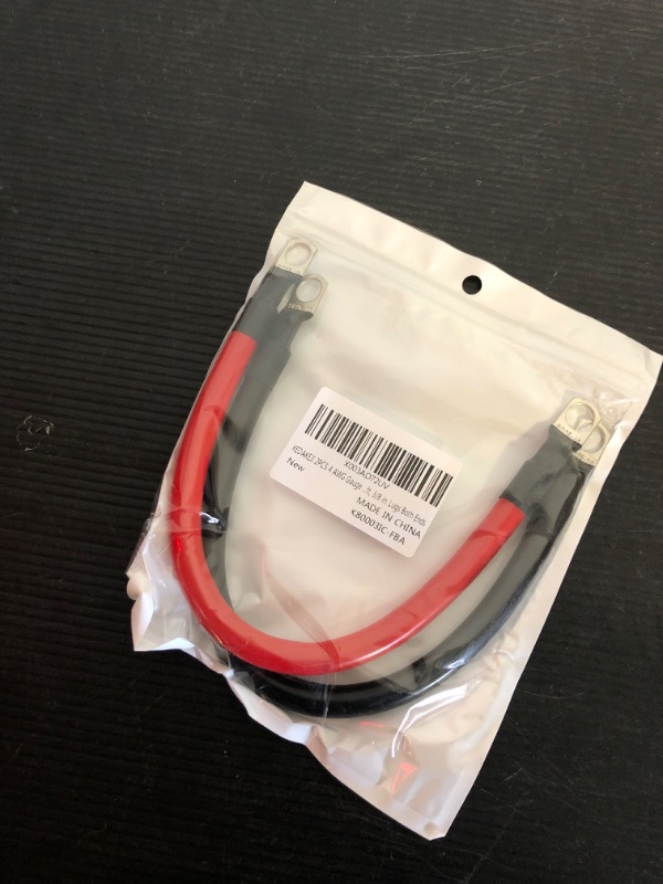 Photo 1 of 4 AWG Battery Cable 4 Gauge Pure Copper Battery Inverter Cables with 3/8 in Lugs Both Ends Power Inverter Wire Set for Automotive Solar Power Inverter Marine Boat RV Car Motorcycle (1FT)