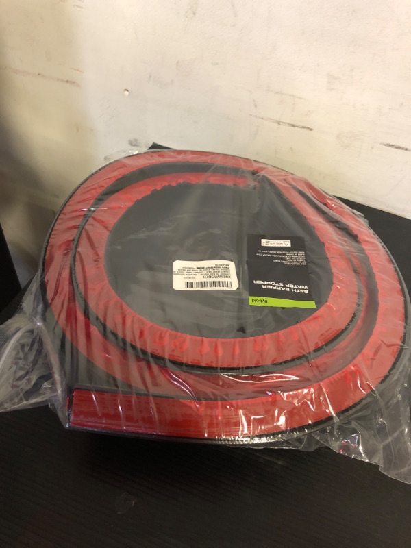 Photo 1 of flybold 6.5ft Bath Barrier | Versatile Collapsible Shower Water Dam | Shower Water Guard and Bathtub Splash Guard for Kids and Adults | Water Stopper for Flooding Prevention (Black)