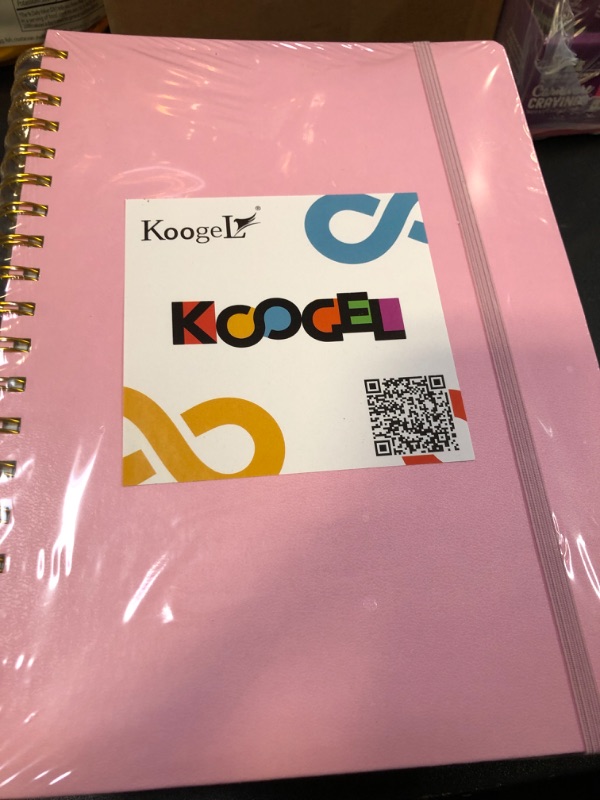 Photo 2 of Koogel Pink B5 Spiral Journal Notebook, Hardcover Notebook with 300 Numbered Pages Wide Ruled Journal for Writing Work School