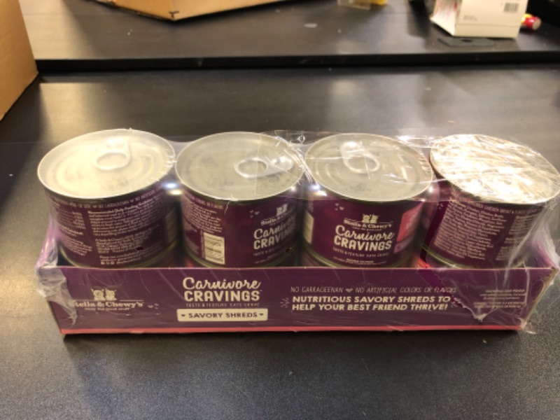 Photo 2 of Stella & Chewy’s Carnivore Cravings Savory Shreds Cans – Grain Free, Protein Rich Wet Cat Food – Cage-Free Chicken & Wild-Caught Salmon Recipe – (5.2 Ounce Cans, Case of 8) 
  EXP.  12/01/2024