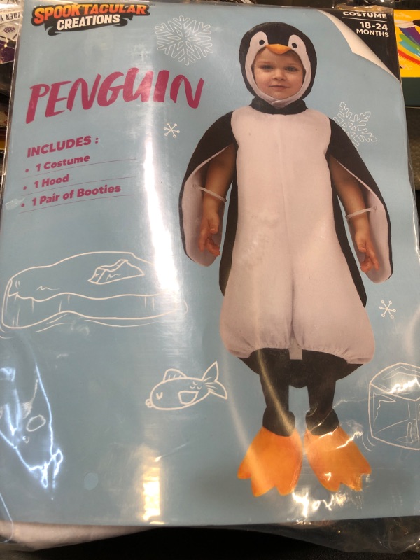 Photo 2 of Spooktacular Creations Halloween Baby Penguin Costume, Toddler Unisex Animal Costume with Penguin Hood for Boys and Girls Halloween Cosplay Parties