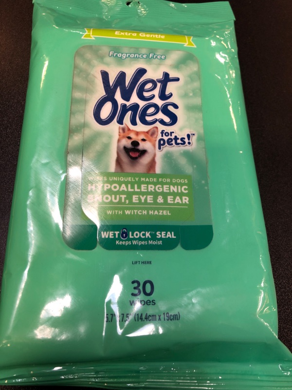 Photo 2 of Wet Ones for Pets Extra Gentle Hypoallergenic Dog Wipes with Witch Hazel for Snout, Eye, Ear | Fragrance-Free for All Dogs with Wet Lock Seal | 30 Ct Pouch Dog Wipes 30 Count (Pack of 1)  EXP.05/13/2026