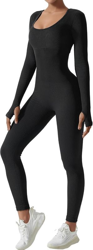 Photo 1 of  Jumpsuits for Women Long Sleeve One Piece Jumpsuit for Women Workout Seamless Jumpsuits Exercise Tummy Control Rompers