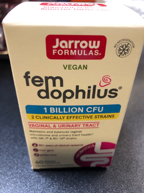 Photo 2 of Jarrow Formulas Fem-Dophilus Probiotics 1 Billion CFU With 2 Clinically Effective Strains, Dietary Supplement for Vaginal Health and Urinary Tract Health, 60 Veggie Capsules, 60 Day Supply Unflavored 60 Count (Pack of 1)  EXP.11/2024