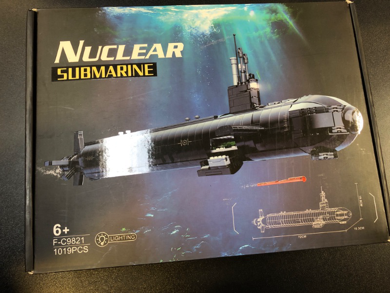 Photo 2 of 744 Nuclear Submarine Building Sets, Compatible with Lego Military Submarine Toys with Lights, WW2 Historical Collectible Home Room Decor Battleship Block Set, Gifts for Teens Adults (1019Pcs)