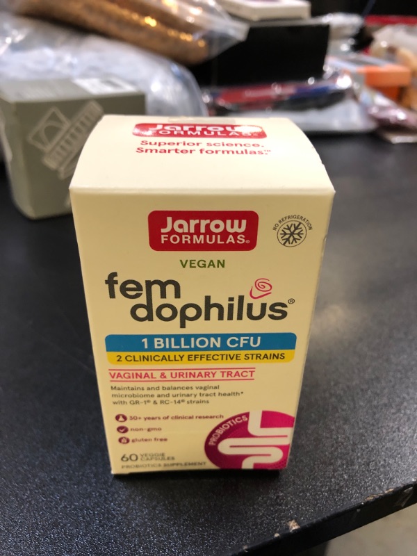 Photo 2 of Jarrow Formulas Fem-Dophilus Probiotics 1 Billion CFU With 2 Clinically Effective Strains, Dietary Supplement for Vaginal Health and Urinary Tract Health, 60 Veggie Capsules, 60 Day Supply Unflavored 60 Count (Pack of 1) EXP.11/2024