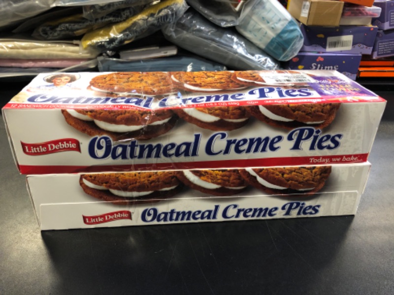 Photo 2 of Little Debbie Oatmeal Crème Pies, 12 Individually Wrapped Sandwich Cookies, 16.2 OZ Box      2 pack