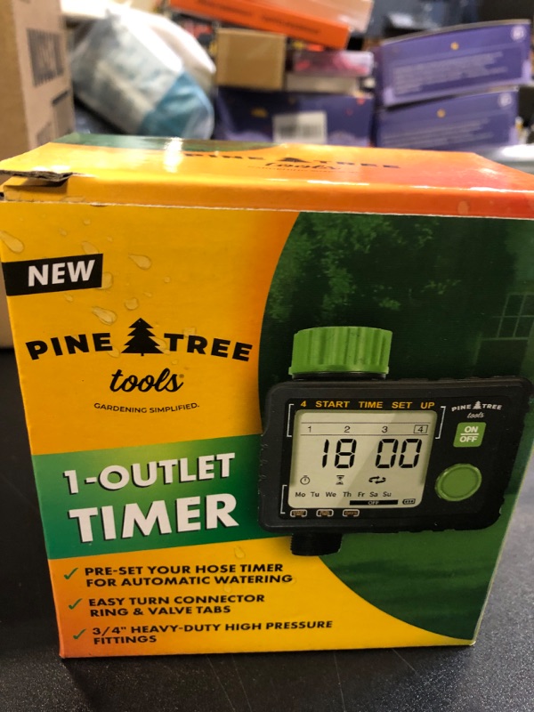 Photo 2 of Pine Tree Tools Hose Timer - Programmable Water Timer for Garden Hose, Automatic & Manual Watering System, Outdoor Faucet Timer for Lawn, Garden & Yard, Battery Operated, 1 Outlet Hose Watering Timer