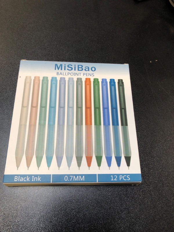 Photo 2 of MiSiBao 0.7mm Pens Black Ballpoint Pens Retractable Silent Ball Point Pens Smooth Writing (12-pack)