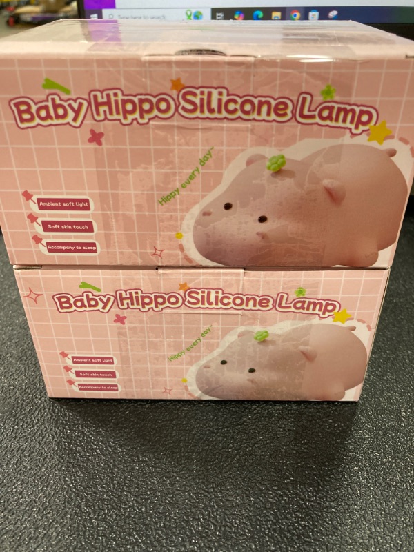 Photo 3 of **BUNDLE OF 2***Silicone Night Light, Night Light for Kids, Cute Hippo Nightlight, Rechargeable Baby Night Light, Toddler Night Light for Bedroom,Kids Lamp Kawaii Room Decor Cute Gifts for Women (Pink)