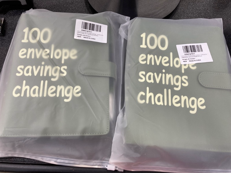 Photo 2 of ***BUNDLE OF 2***100 Envelopes Money Saving Challenge?A5 Money Saving Binder with Cash Envelopes?Easy and Fun Way to Save $5,050,Budget Book Binder for Budgeting Planner with 25 Clear Reusable Slot (Green)