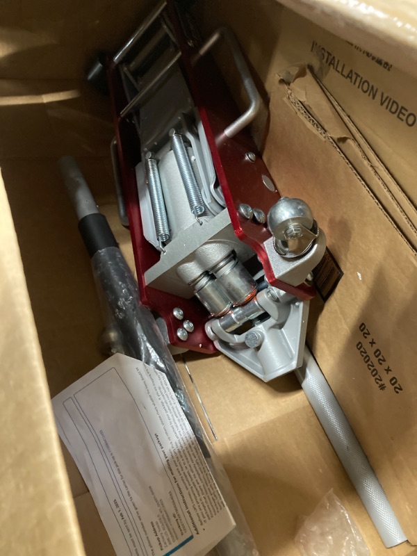 Photo 2 of 3 Ton Low Profile, Aluminum and Steel Racing Floor Jack with Dual Pistons Quick Lift Pump for Sport Utility Vehicle, Lifting Range 3-15/16" min to 18-5/16" max, Red