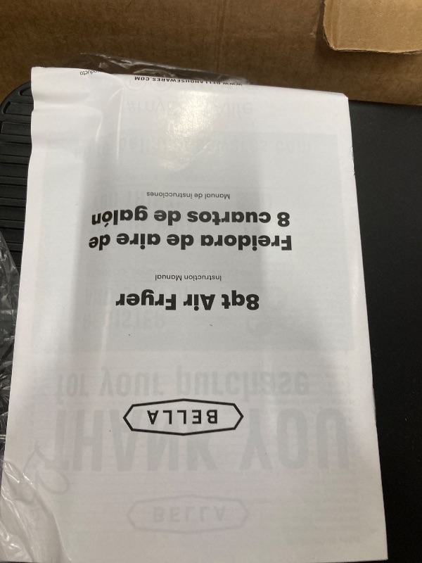 Photo 3 of bella 8 Qt Digital Air Fryer with TurboCrisp Technology, Large Family Size Nonstick Cooking Basket and Crisping Tray, Multiple Preset Functions, Auto Shutoff, Stainless Steel, 1750 Watt
