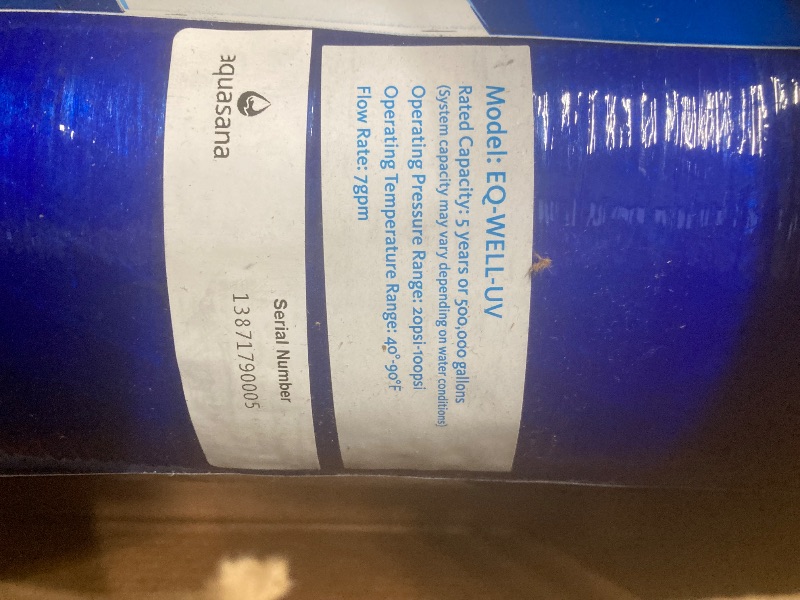 Photo 4 of Aquasana Whole House Well Water Filter System - Softener Alternative w/ UV Purifier, Salt-Free Descaler, Carbon & KDF Media Filters Sediment 97% Of Chlorine 500,000 Gl- EQ-WELL-UV-PRO-AST
***TWO FILTERS ONLY-MISSING TWO BOXES***