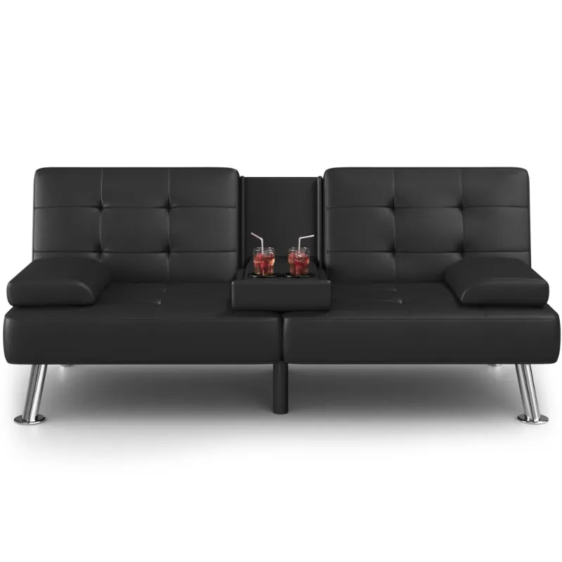 Photo 1 of ***MISSING PIECES/INCOMPLETE - SELLING AS PARTS ONLY*** 
Homall Futon Sofa Bed Faux Leather Couch Modern Convertible Folding Recliner with 2 Cup Holders  ***(BOX RIPPED/TORN)***
