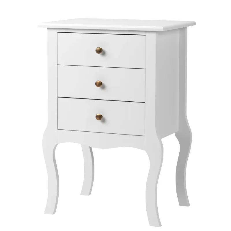 Photo 1 of 
Ktaxon Night Stand, Retro Bedside Cabinet with 3 Large Storage Drawers and Solid Wood Curved Legs Living Room Bedroom Furniture,White
