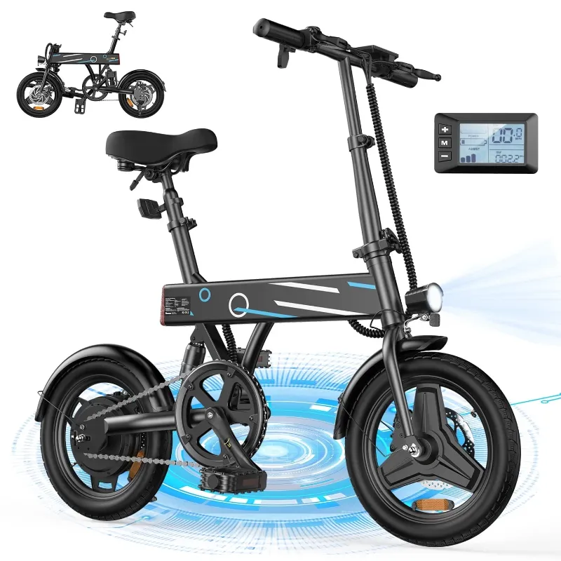Photo 1 of iSinwheel EB1-Pro 14" Foldable Electric Bike for Adults,500W 36V/7.8Ah Electric Bicycle with LCD,20MPH,25-Mile Range,Ebike for Teens Perfect Gift,Black,UL2849
