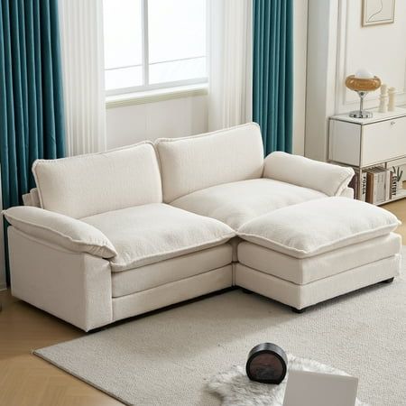 Photo 1 of ***(SELLING AS PARTS ONLY -SET INCOMPLETE -MISSING PARTS)*** 
Ktaxon Sectional Sofa Modern Convertible Couch with Double Cushions L Shaped Sofa with Reversible Chaise Teddy Velvet Sofa Set with 2 Wider Sea
