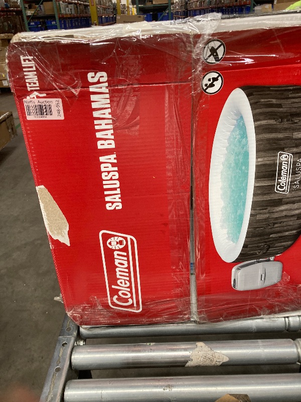 Photo 1 of ***ITEM IS USED****Inflatable Coleman 90455 SaluSpa Bahamas 71-Inch x 26-Inch 4 Person Outdoor Portable Hot Tub Spa with 120 Air Jets, Pump, 2 Filter Cartridges, and Tub Cover