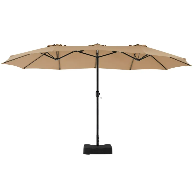 Photo 1 of **MISSING BASE**edx 15ft Patio Umbrellas (Base Included), Large Outdoor Double-Sided Rectangle Market Umbrella with Stand for Poolside, Lawn, and Backyard, Khaki