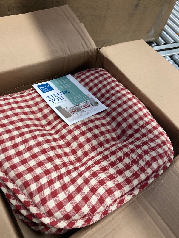 Photo 1 of 
Klear Vu Omega Non-Slip Chair Cushions, Assembled in USA, U-Shaped Skid-Proof Seat Pads for Dining Room, Kitchen, Office, 15"x16' Pack, Gingham Red 4 Count