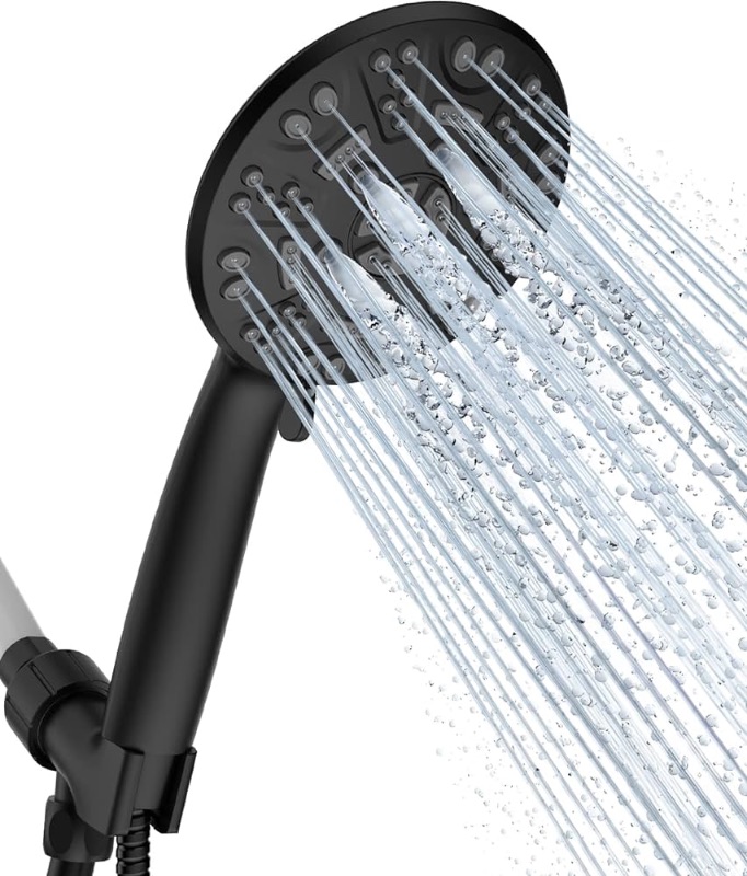 Photo 1 of Cobbe 8 Functions Shower Head with handheld, High Pressure Shower Head Set with Hose Adjustable Bracket Rubber Washers (Matte Black)