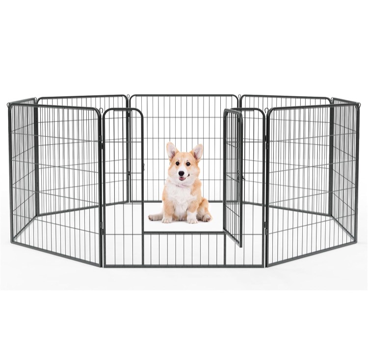 Photo 1 of A Metal Dog Playpen Exercise Pen Outdoor for Yard Detachable Octagonal Fence Indoor Portable Playpen for Small/Medium/Large Dogs,RV Camping Pen, Black, 8p-32Inch