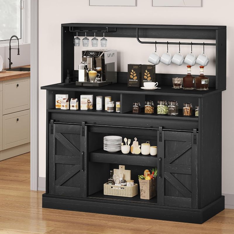 Photo 1 of 
YITAHOME 47" Farmhouse Buffet Cabinets with Sliding Barn Door, Coffee Bar with Goblet Holder & Power Outlet, Sideboard Buffet Cabinets with Storage..
