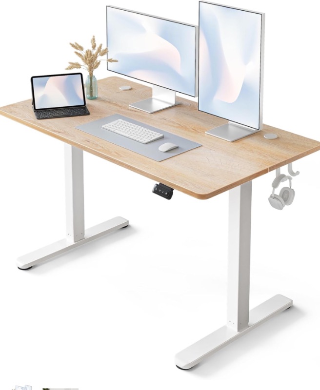 Photo 1 of  Electric Standing Desk, 48 x 24 Inches Height Adjustable Stand up Desk, Sit Stand Home Office Desk, Computer Desk