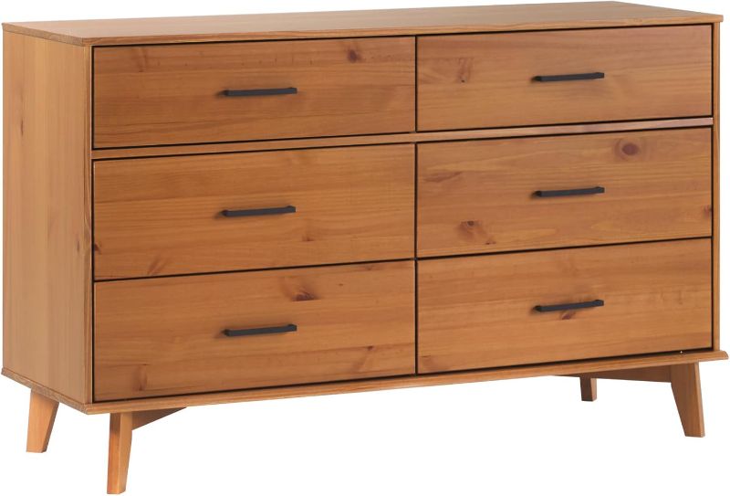 Photo 1 of ***parts only***
Walker Edision Modern Solid Pine Wood 6-Drawer Dresser with Metal Handles and Generous Storage Space, Caramel Finish