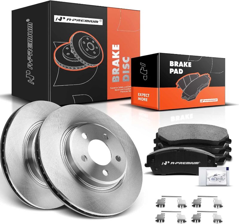 Photo 1 of A-Premium 12.6 in Front Vented Disc Brake Rotors + Ceramic Pads Kit Compatible with Select Chrysler and Dodge Models - 300, Challenger, Charger, Magnum