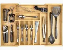 Photo 1 of Bamboo Drawer Organizer for Silverware & Utensils (Expands 14.75-25in)