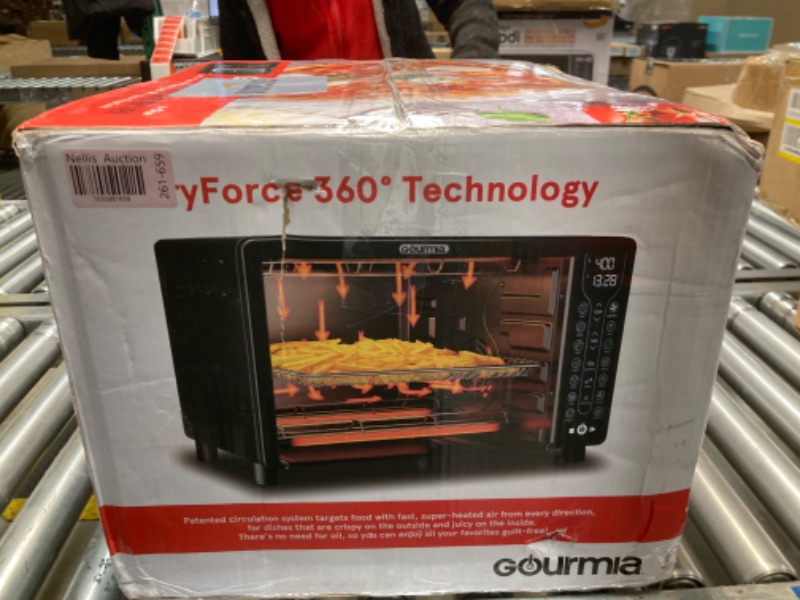 Photo 3 of ****PARTS ONLY, ITEM MAKES LOUD NOISE WHEN IN USE*****Gourmia Toaster Oven Air Fryer Combo 17 cooking presets 1700W french door digital air fryer oven 24L capacity accessories, convection rack, baking pan tray recipe book GTF7460,Large,Black