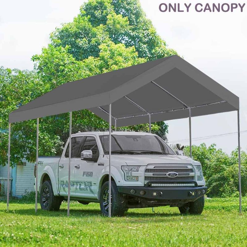 Photo 1 of 10'x20' Upgraded Carport Replacement Top Canopy Cover for Car Garage Shelter Tent Party Tent with Ball Bungees Grey 