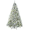 Photo 1 of Behome 5ft Flocked Pre-Lit Artificial Christmas Tree with 8 Lighting Modes, Christmas White Tree with 200 Lights, 494 Branch Tips & Metal Stand, Home Holiday Party Indoor/Outdoor Xmas Decoration
