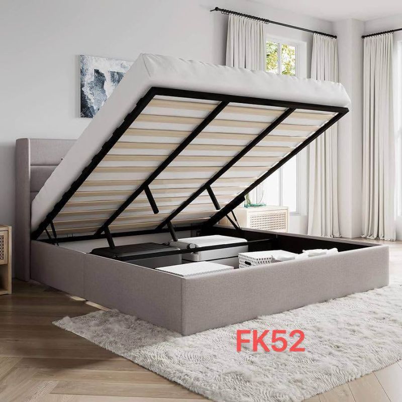 Photo 1 of **see notes**
FK52 King Size Lift Up Storage Bed/Modern Wingback Headboard/Upholstered Platform Bed Frame/Hydraulic Storage/No Box Spring Needed/Wood Slats Support/Light Beige#USAN1051348-3A
