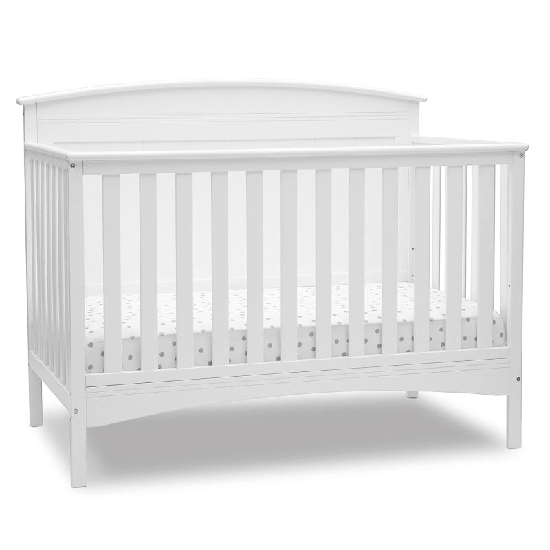 Photo 1 of Delta Children Archer Solid Panel 4-in-1 Convertible Baby Crib - Greenguard Gold Certified, Bianca White
