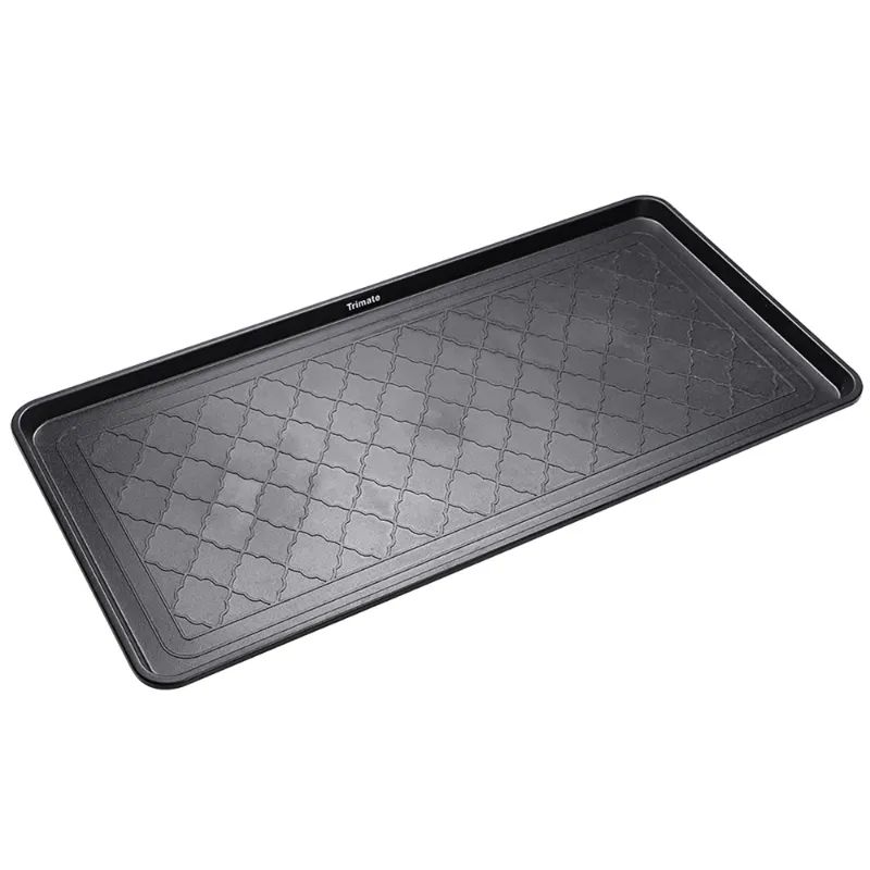 Photo 1 of All Weather Boot Tray, Extra Large Size by Trimate -Water Resistant Plastic, Multi-Purpose for Shoes, Pet Feeding Trays, Mudroom Entryway, Garage, Indoor or Outdoor Extra Large, 40”x20”(Black)
