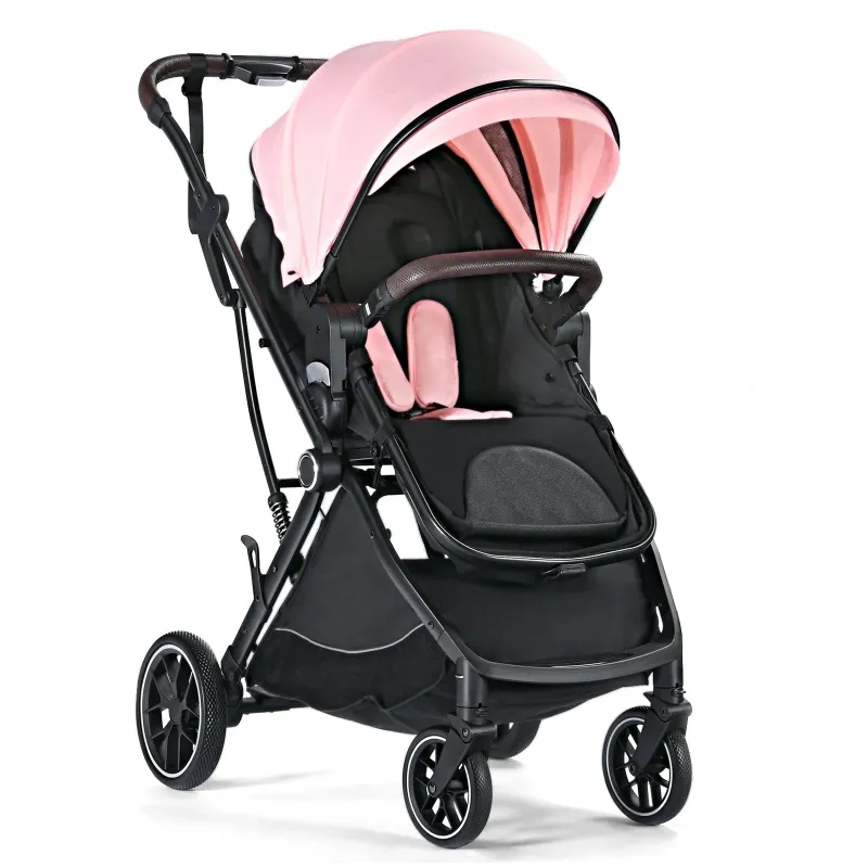 Photo 1 of AILEEKISS Baby Stroller, 3 in 1 Stroller for Newborn, Folding Infant Pushchair, 22LB, Pink
