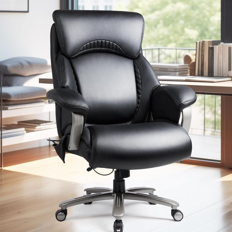 Photo 3 of ****NO HARDWARE****COLAMY Office Chair Big and Tall 500lbs-Heavy Duty Comfortable Computer Chair with Extra Wide Seat, High Back Executive Large Desk Chair with Thick Seat and Tilt Rock, Adjustable Lumbar Support-Black
